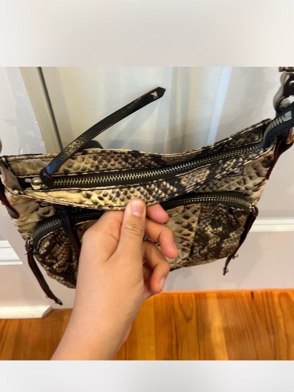 NWOT MZ Wallace  MIA Snake-Print Crossbody Bag in Beige and Black - Picture 11 of 16